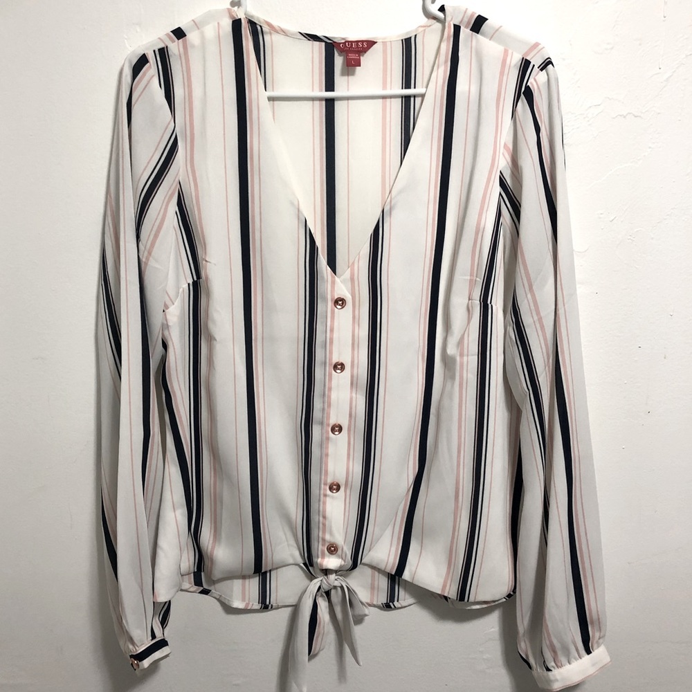 Guess long sleeve striped blouse